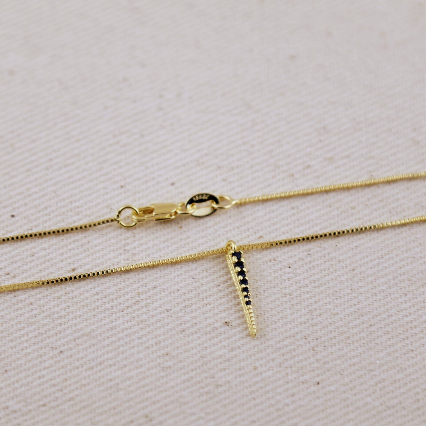 Delta 18k Gold Filled Black CZ Spear Necklace