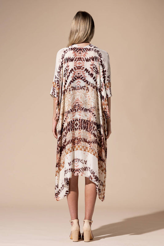 Tie-Dye with Geometric Motif Kimono