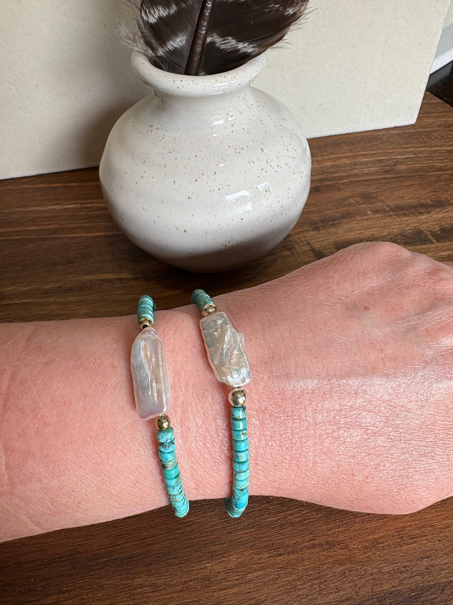 Sunset Ride- Bracelet Turquoise & Pearl