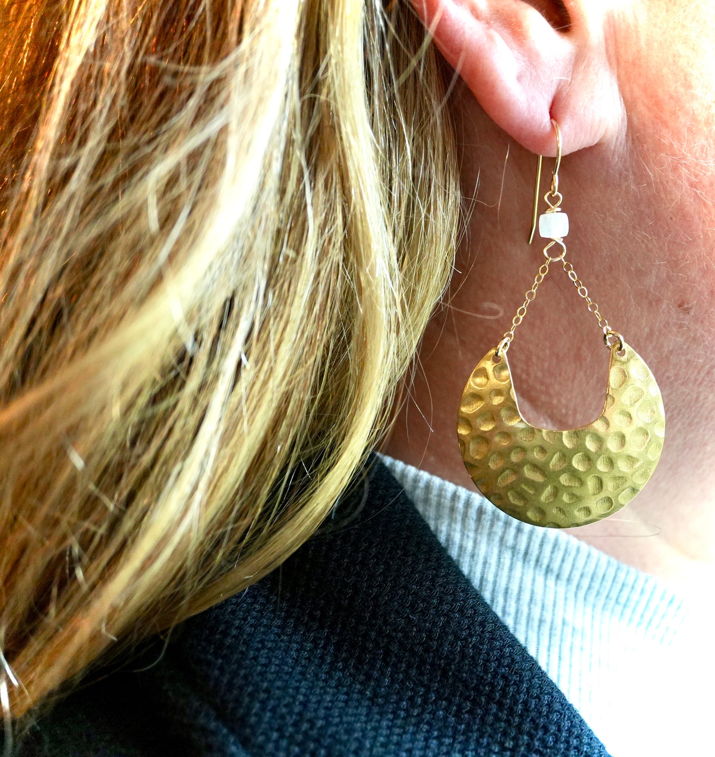 Crescent Moonstone Earrings