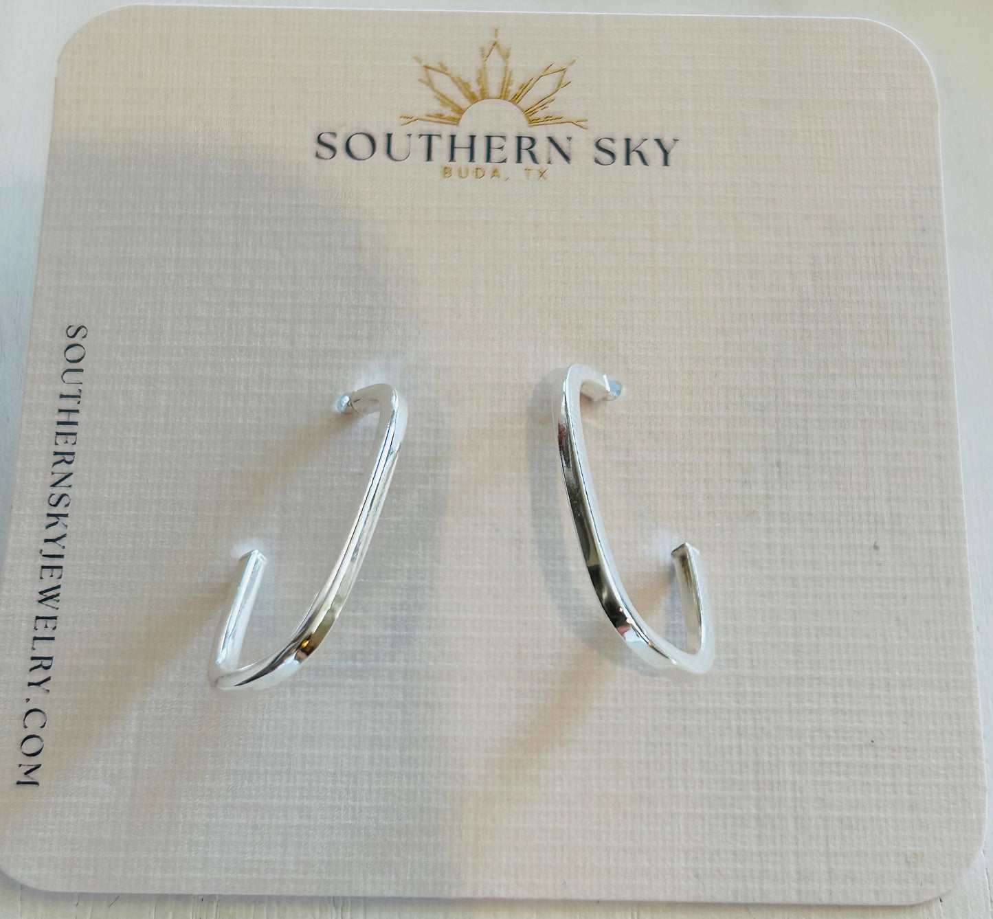 Earrings Silver Hoop Paperclip