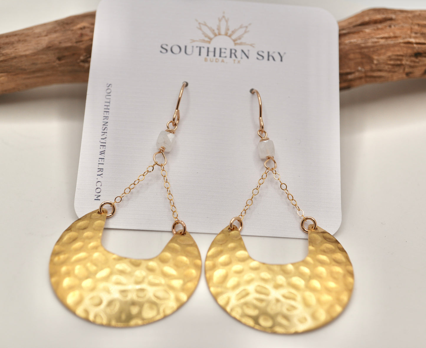 Crescent Moonstone Earrings