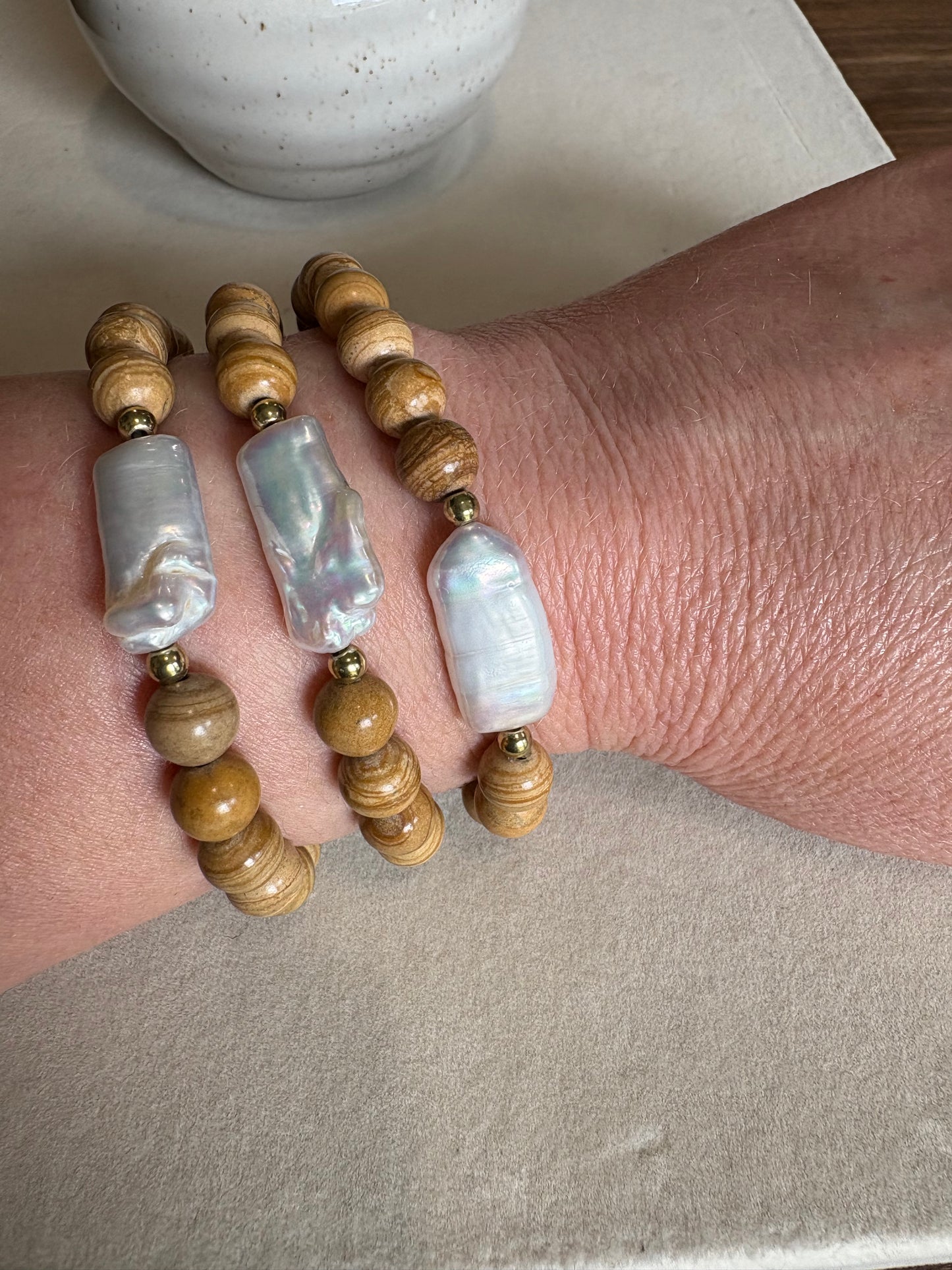 Sunset Ride- Bracelet Jasper & Baroque Pearl