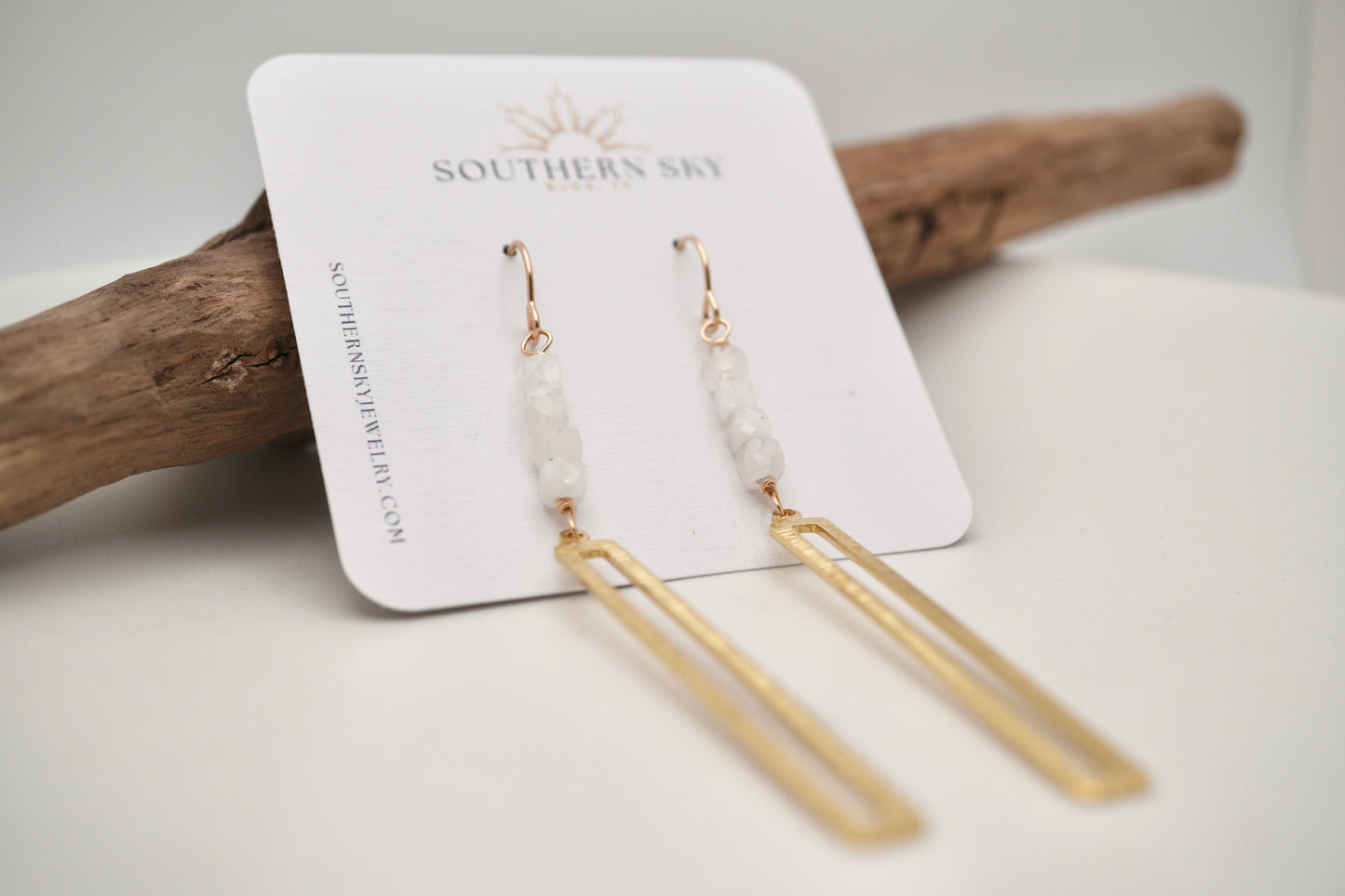 Moonstone Dangle Earrings 4 Bars