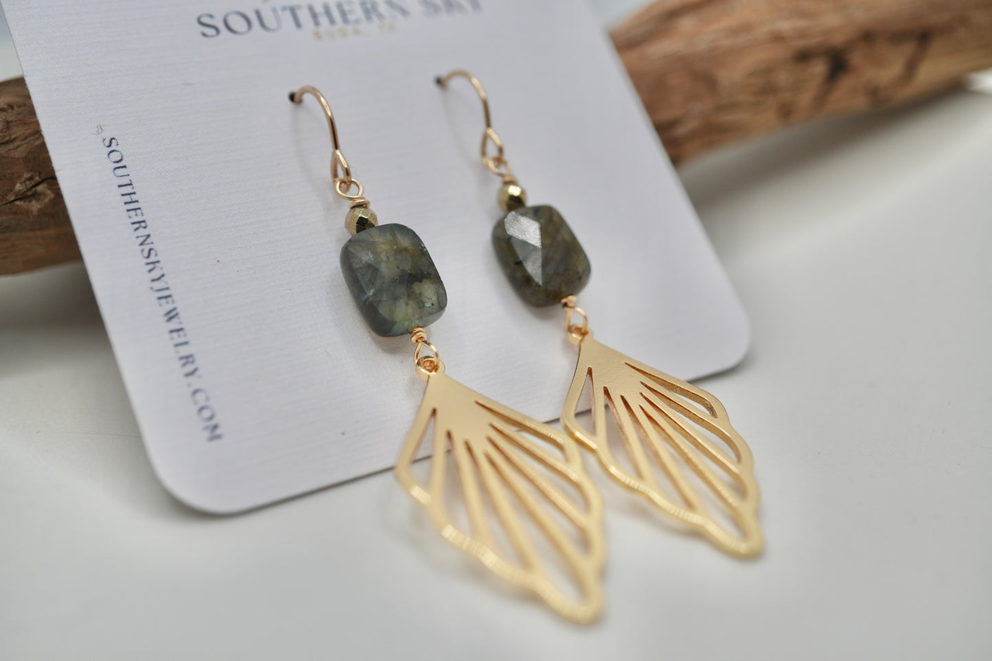 Labradorite Gold Nebula Earrings