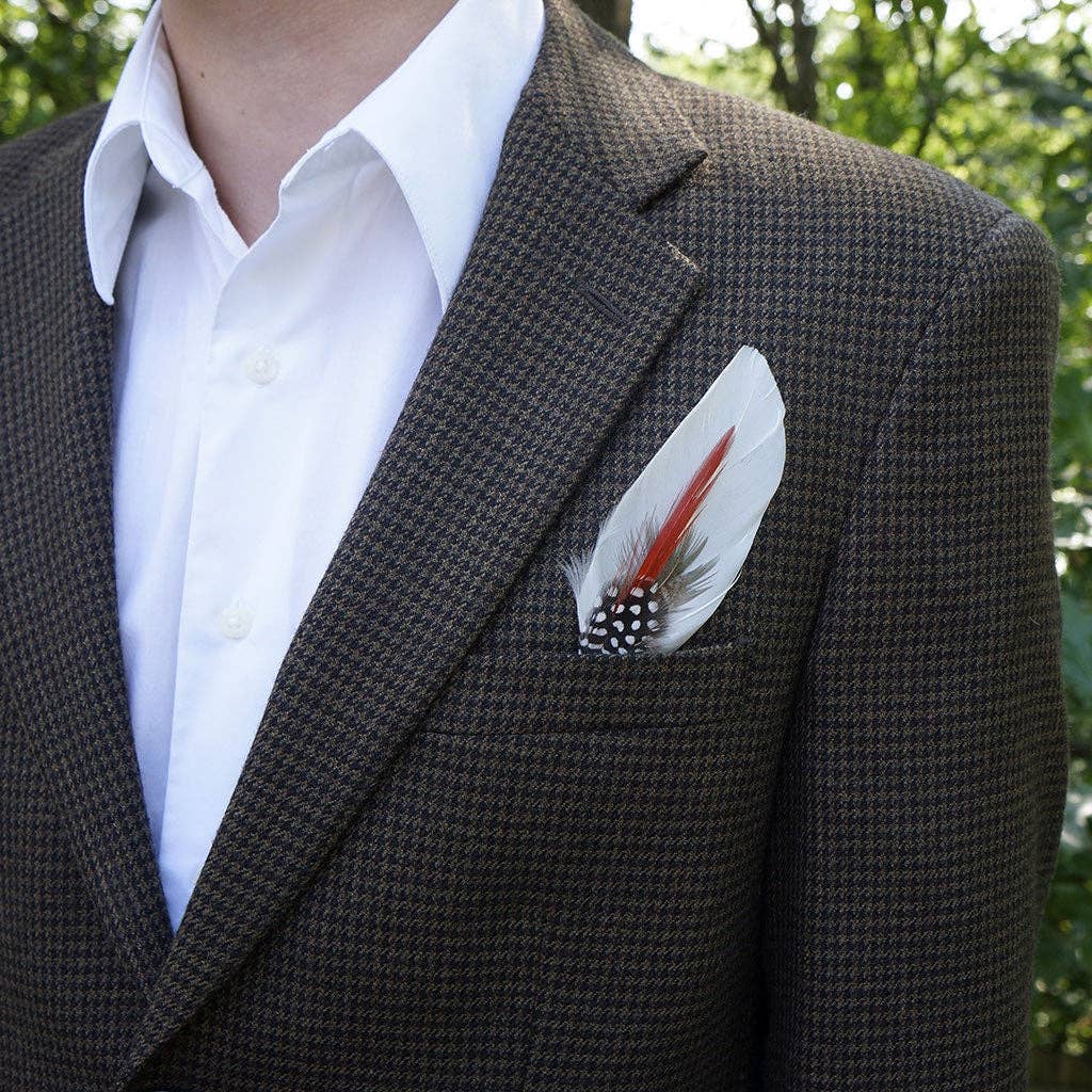 Hat Feather Trim with Goose and Pheasant - White Natural