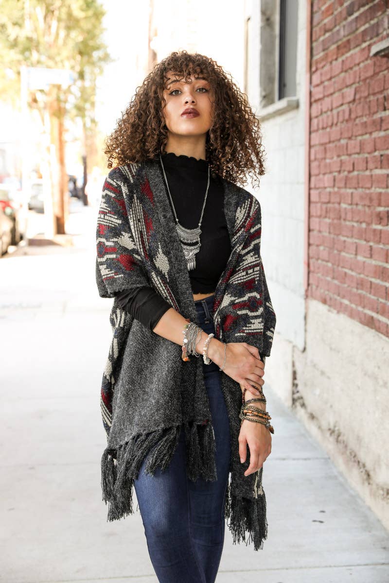 Argyle Knit Ruana