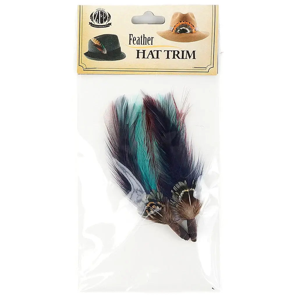 Pheasant Hackle Feather Hat Trims - Copper - Dark Aqua