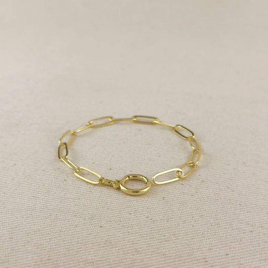 Paperclip Chain With Round Clicker Clasp Bracelet