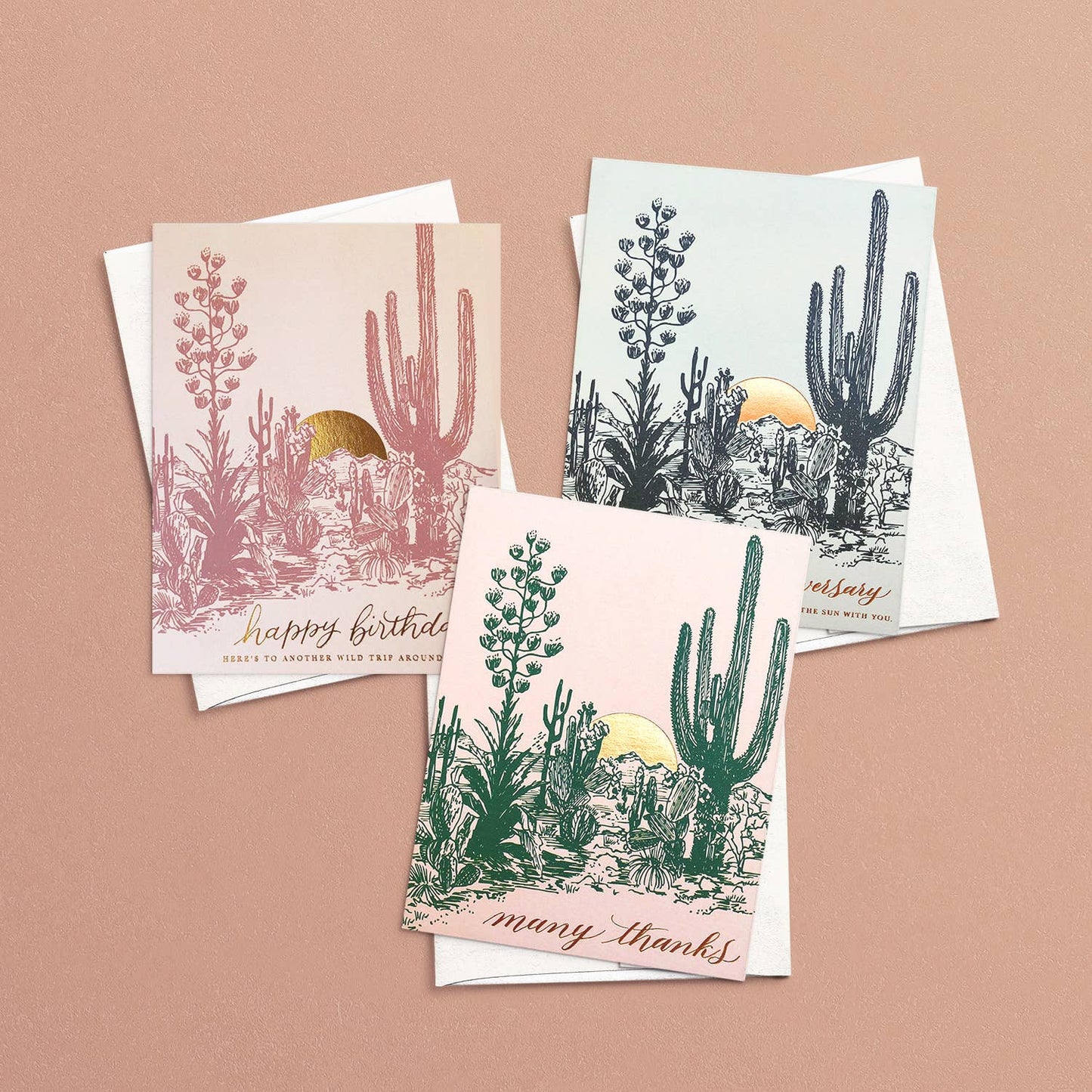 Cactus Sunset Thank You Greeting Card