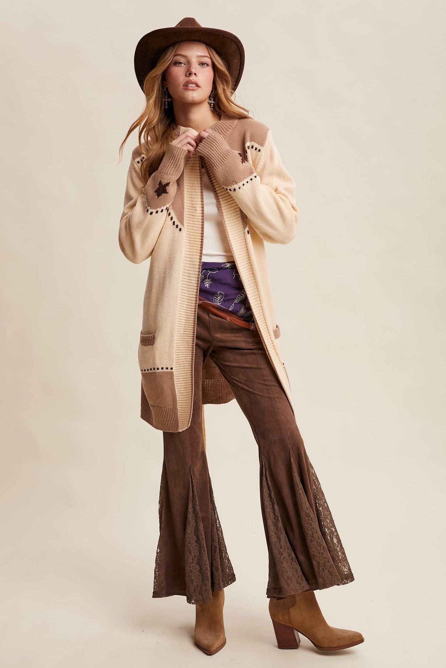 Western Horseshoe Belted Cardigan