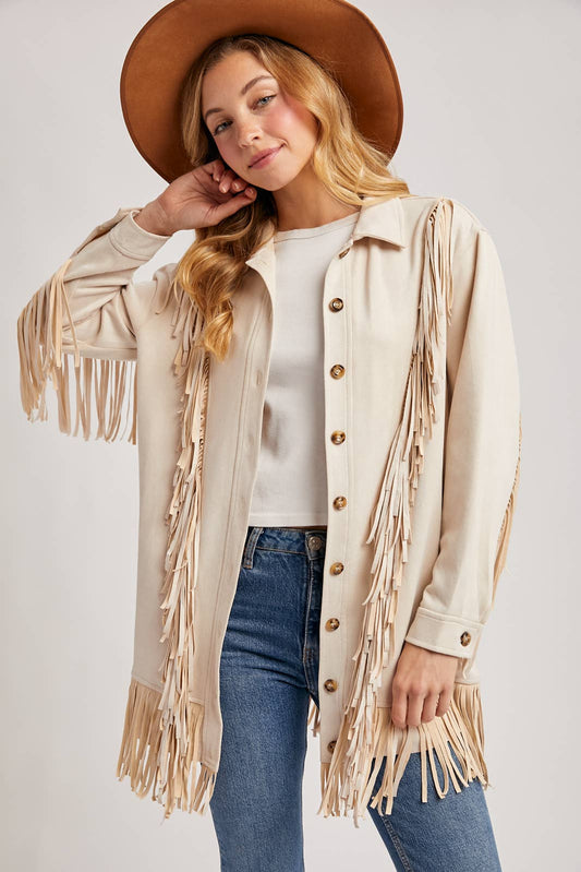 Vegan  Suede Fringed Jacket