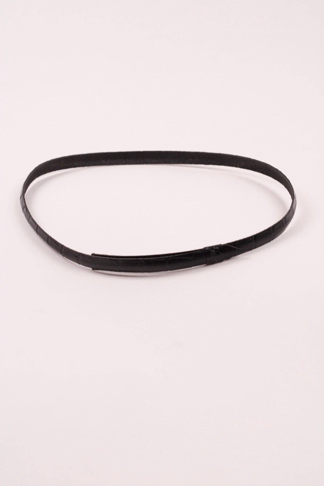 Leather Crocodile Hat Band / Black