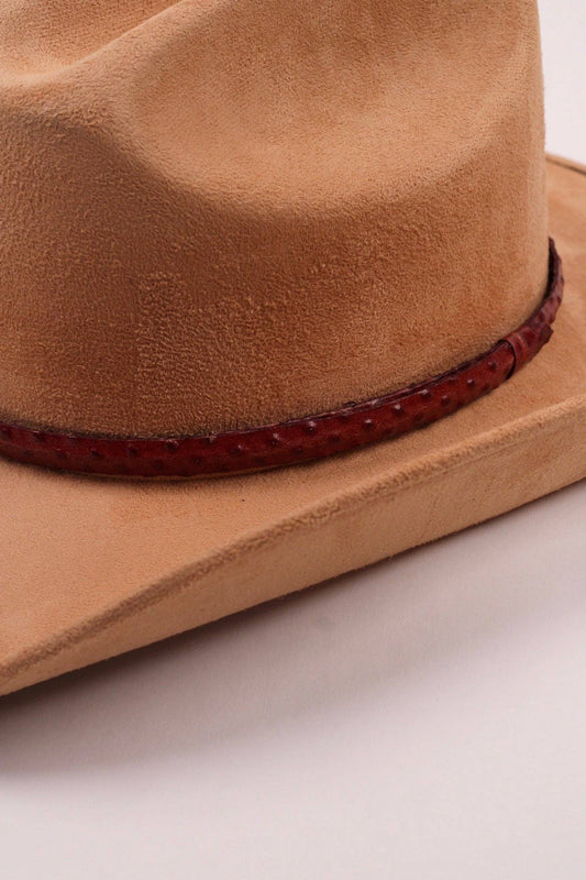 Leather Ostrich Hat Band  - Falu Red