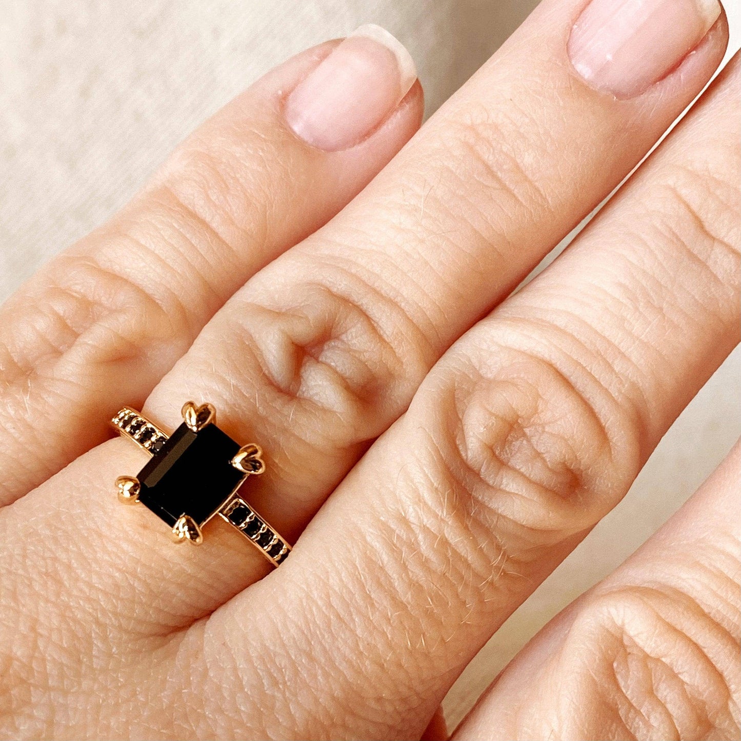 Delta Gold Black Solitaire Ring