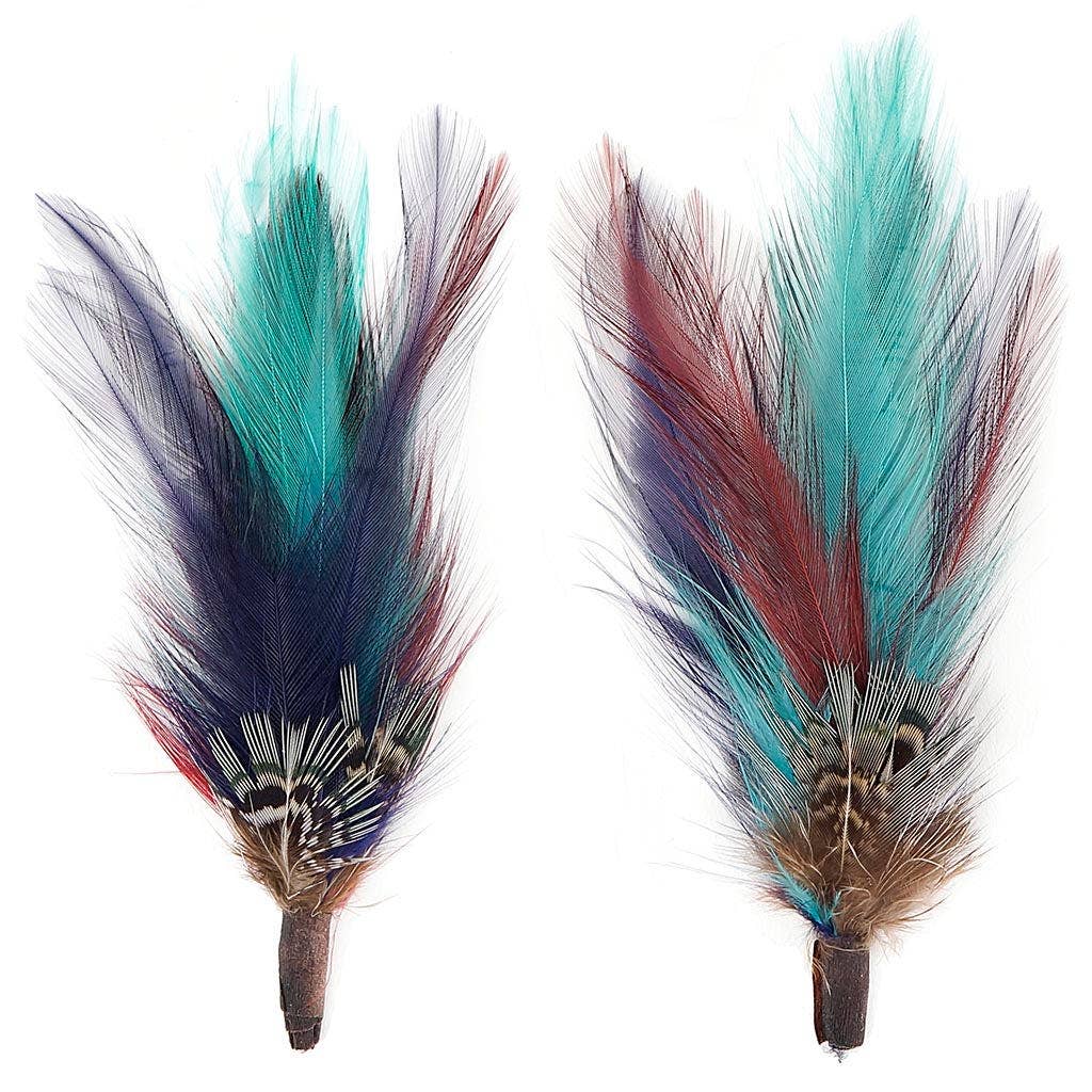 Pheasant Hackle Feather Hat Trims - Copper - Dark Aqua