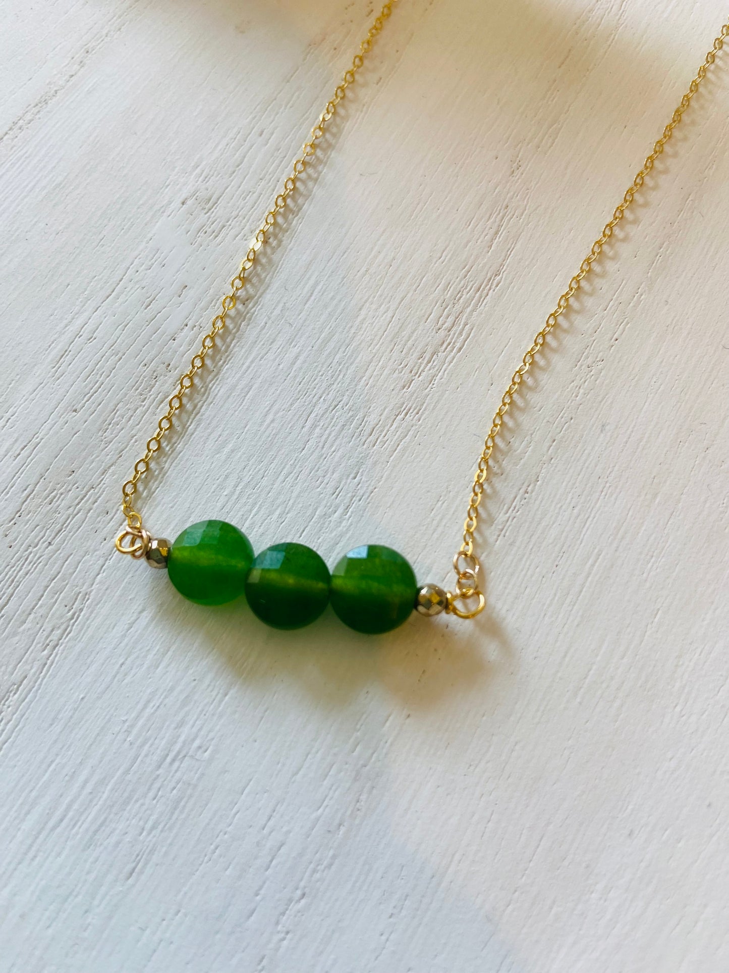 Necklace- emerald green bar