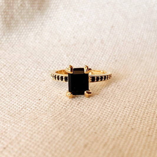 Delta Gold Black Solitaire Ring