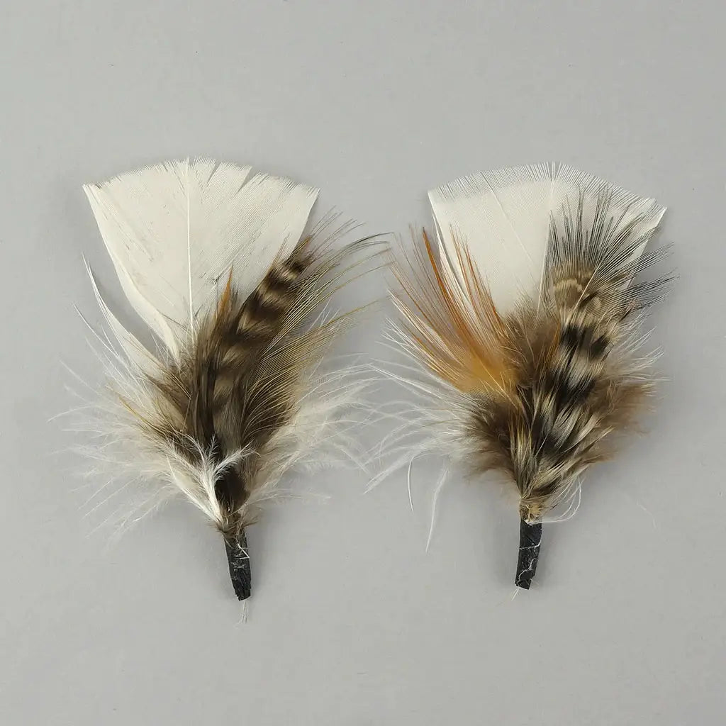 Light Feather Hat Trim With Turkey and Pheasant - Eggshell