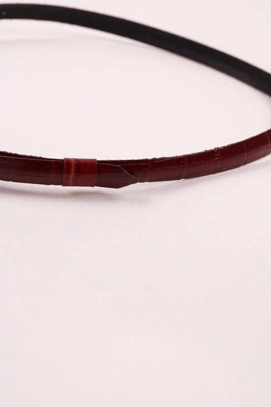 Leather Crocodile Hat Band / Falu Red