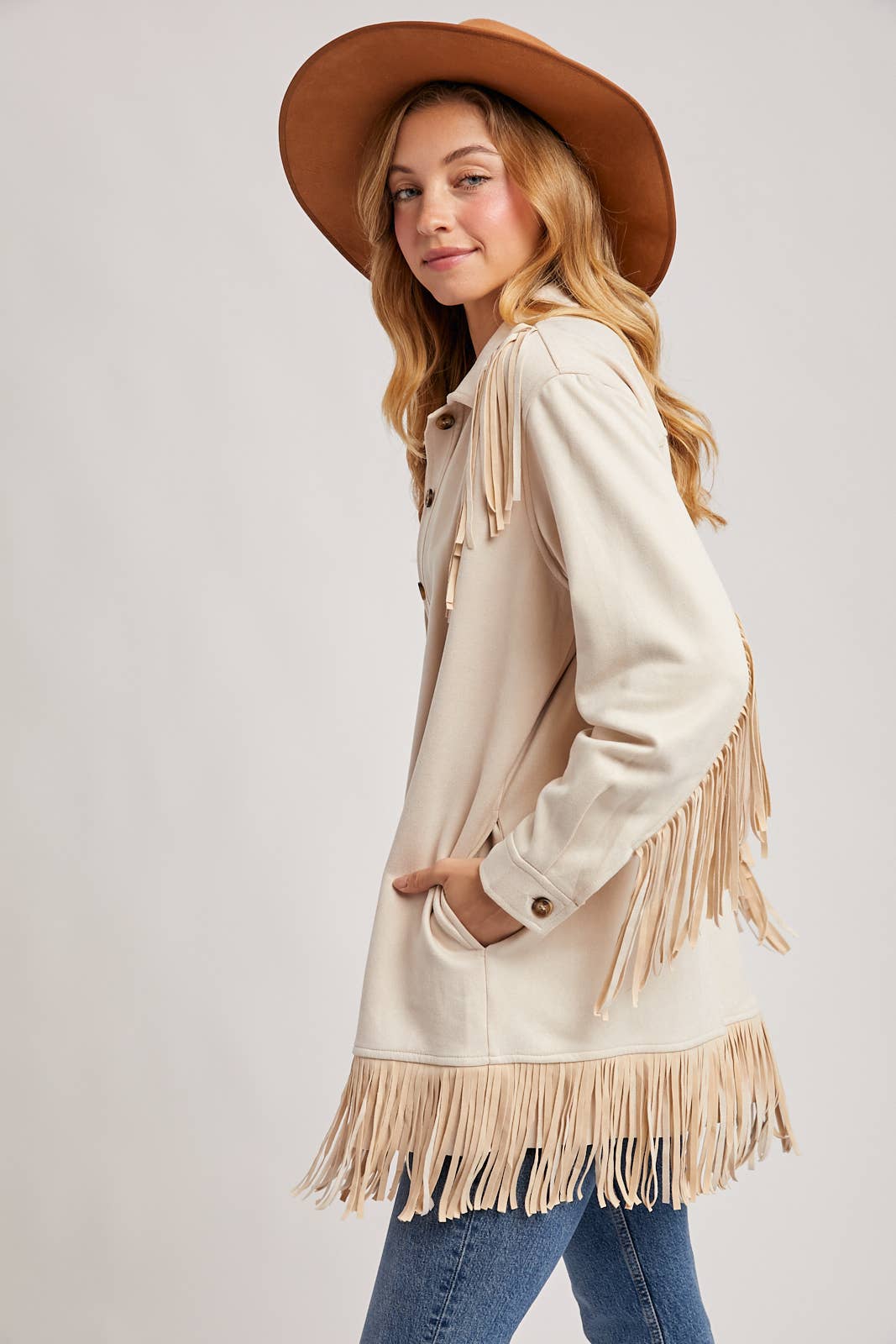 Vegan  Suede Fringed Jacket