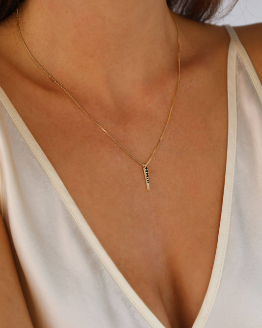 Delta 18k Gold Filled Black CZ Spear Necklace