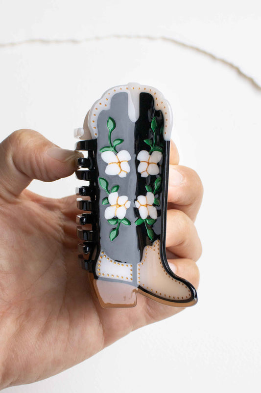 Magnolia Blossoms Western Boots Claw Clip