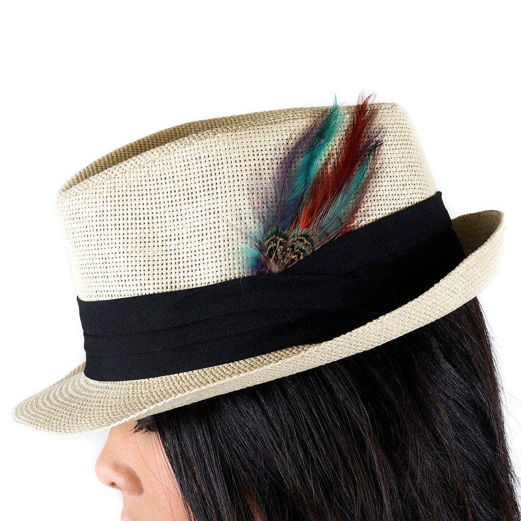 Pheasant Hackle Feather Hat Trims - Copper - Dark Aqua