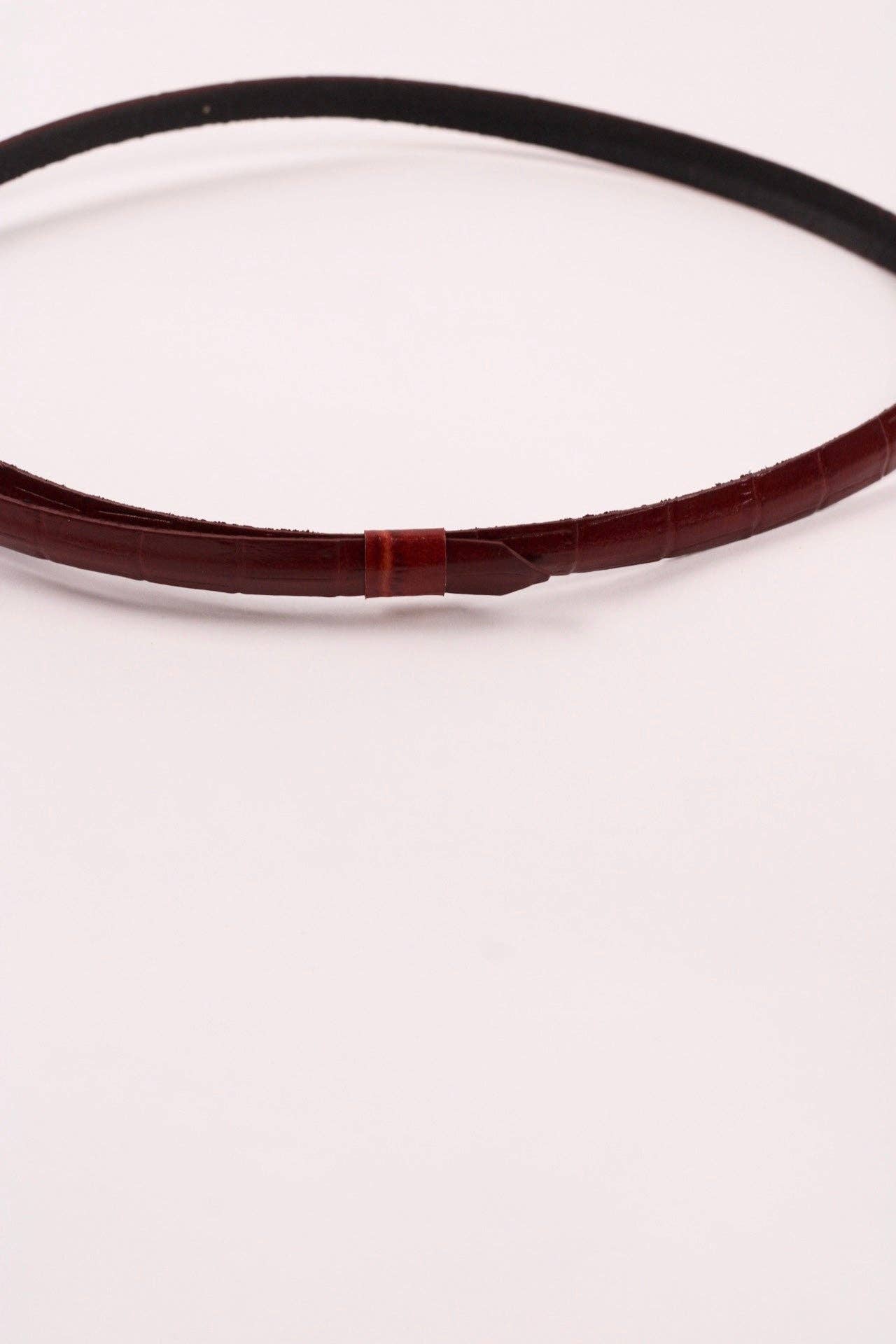 Leather Crocodile Hat Band / Falu Red