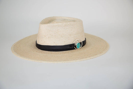 Leather and Turquoise Hatband- Sun Band