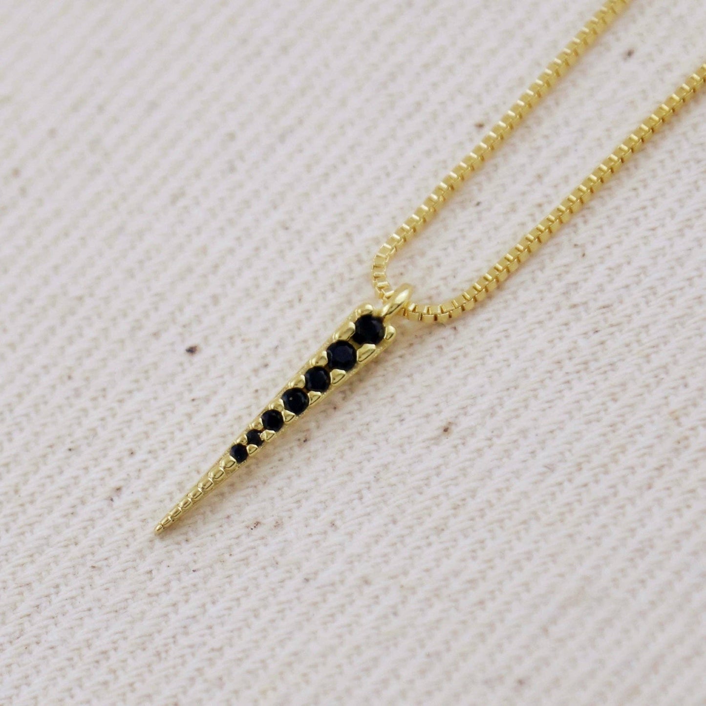 Delta 18k Gold Filled Black CZ Spear Necklace