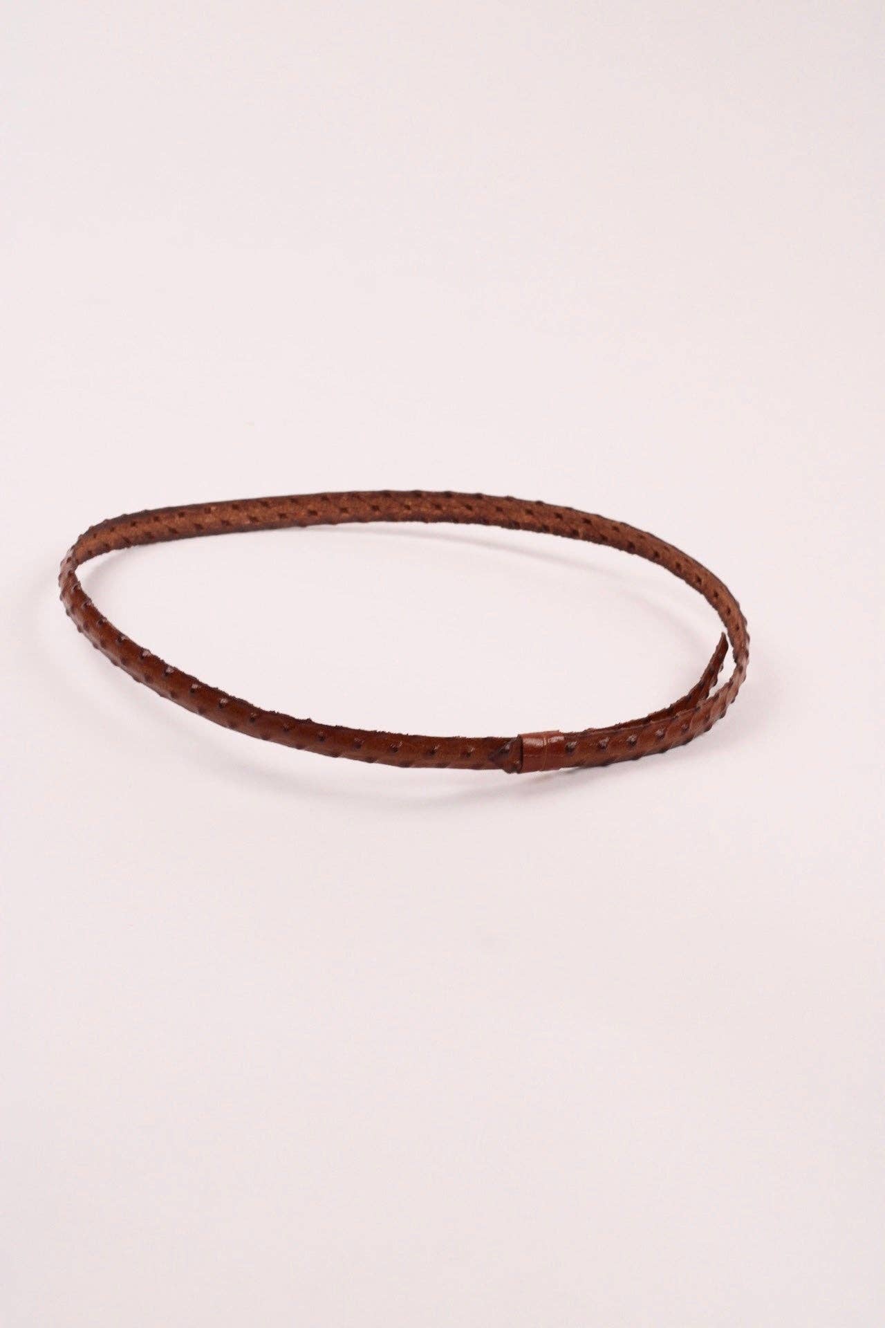 Leather Ostrich Hat Band- Caramel