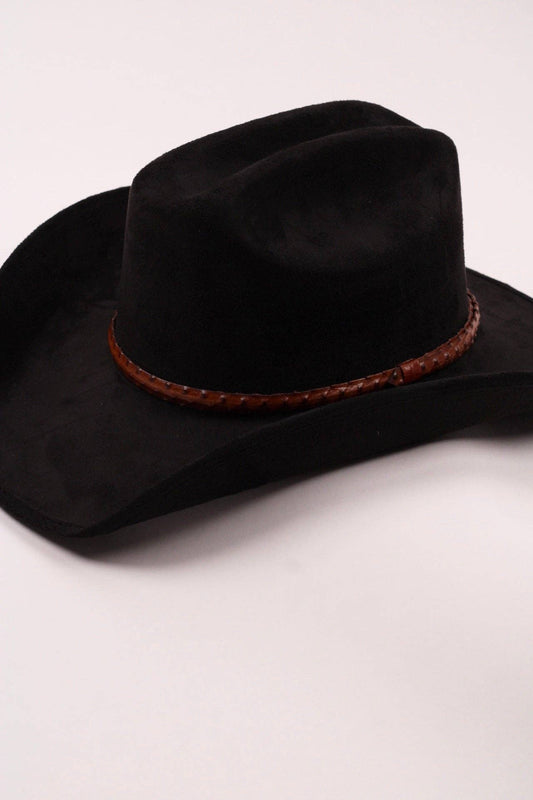 Leather Ostrich Hat Band- Caramel