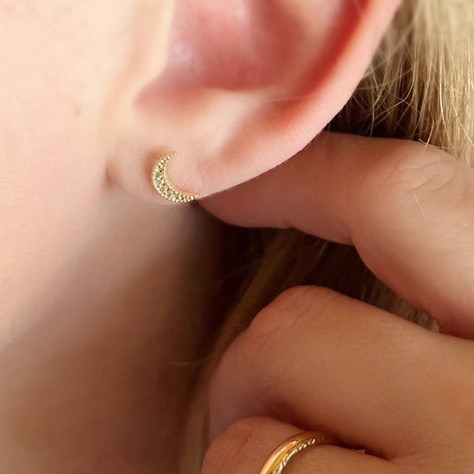 Crescent Moon Studs