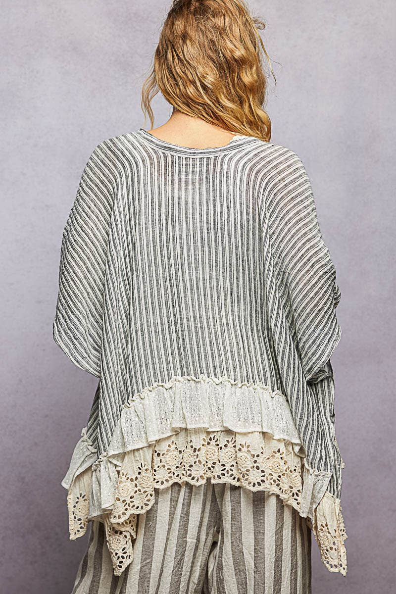 Eyelet Lace Ruffle Cardigan