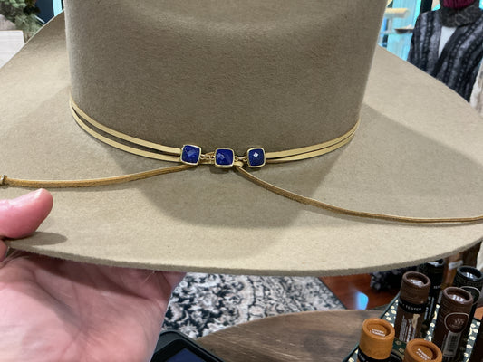 Leather wrap hatband Lapis Lazuli
