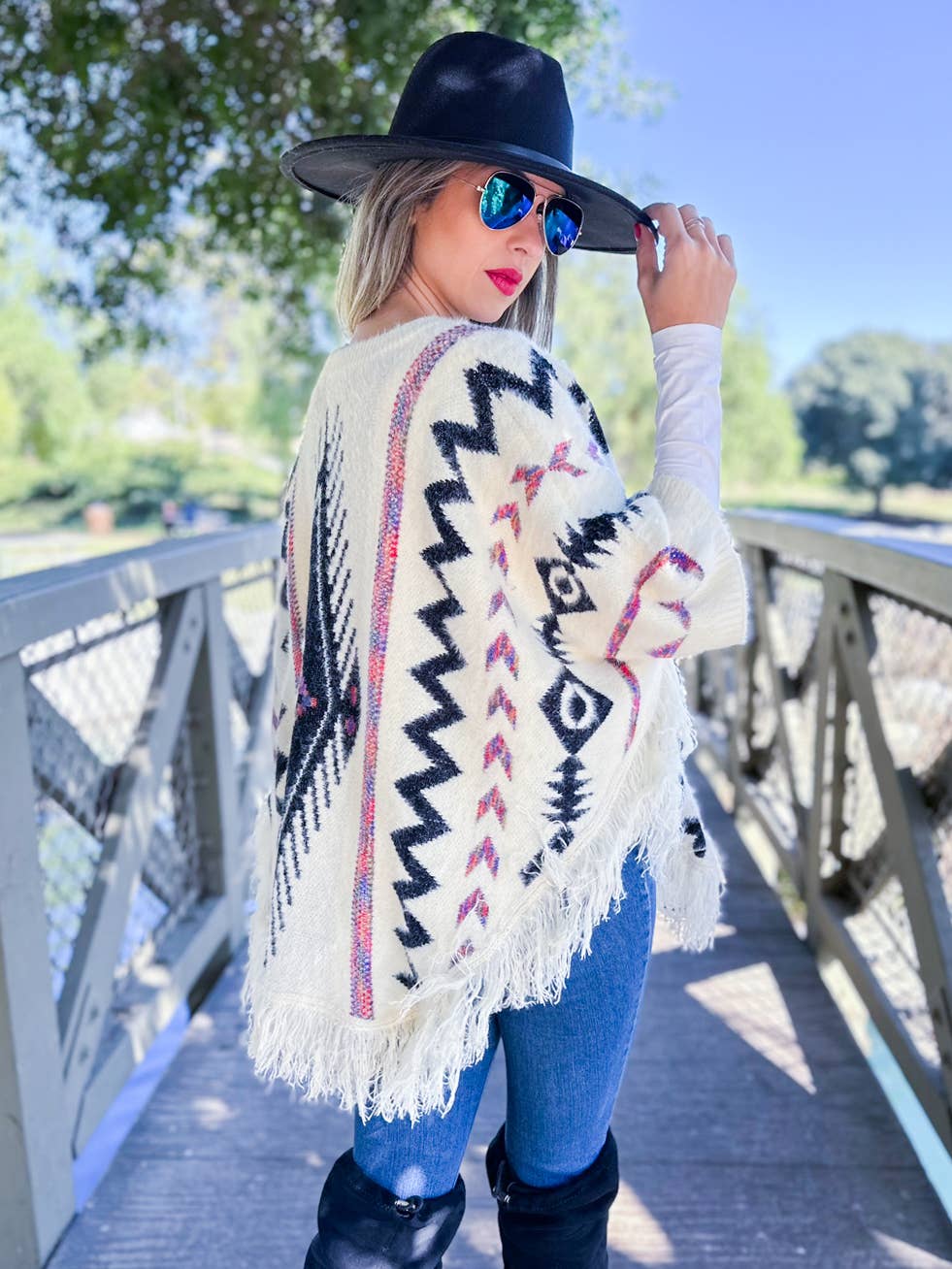 Aztec Knit Poncho