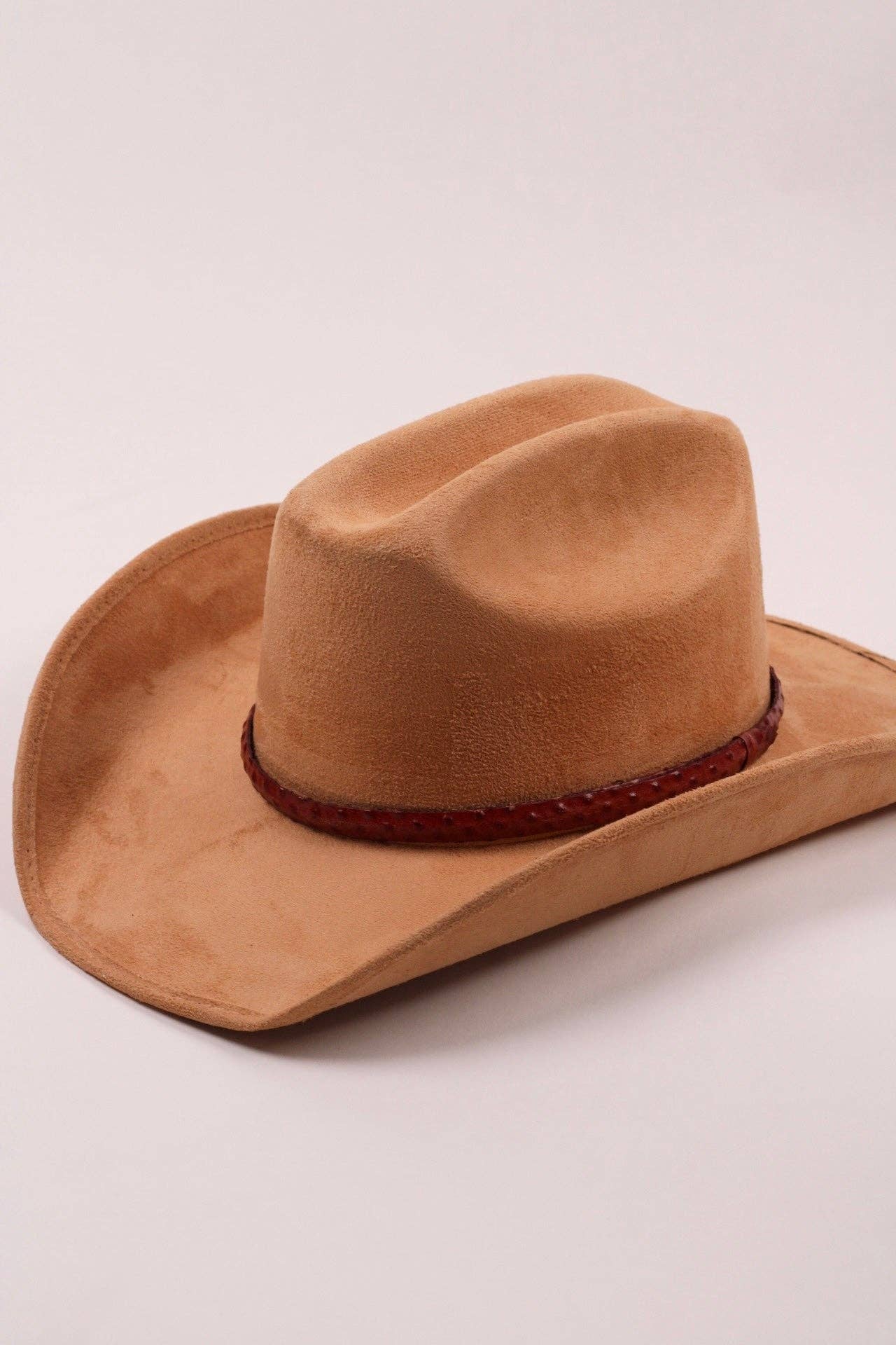 Leather Ostrich Hat Band  - Falu Red