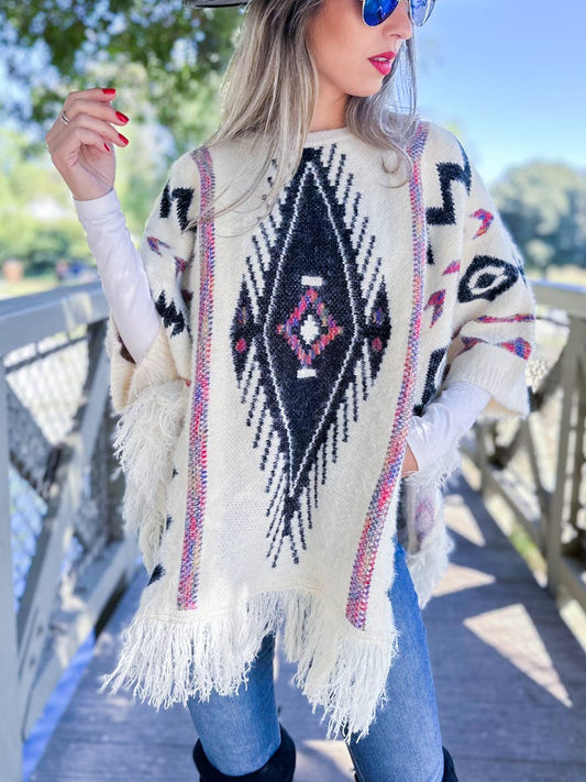 Aztec Knit Poncho