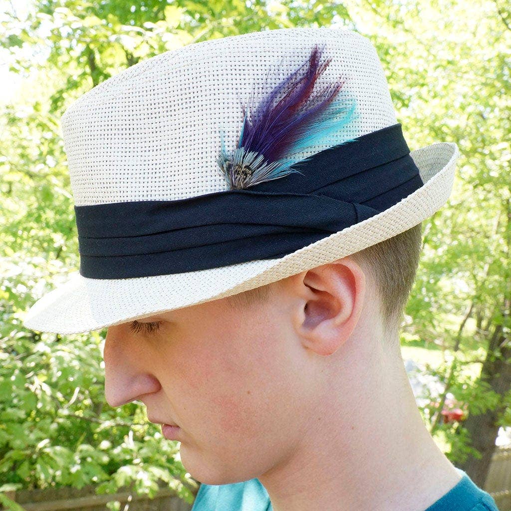 Pheasant Hackle Feather Hat Trims - Copper - Dark Aqua