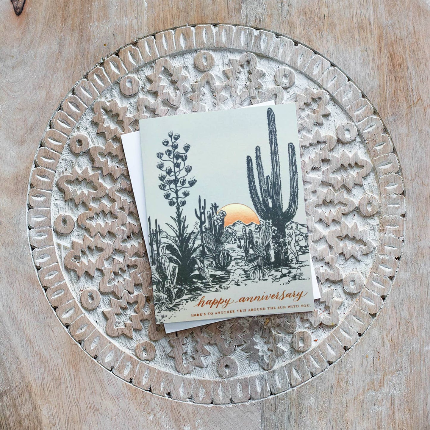 Cactus Sunset Anniversary Greeting Card
