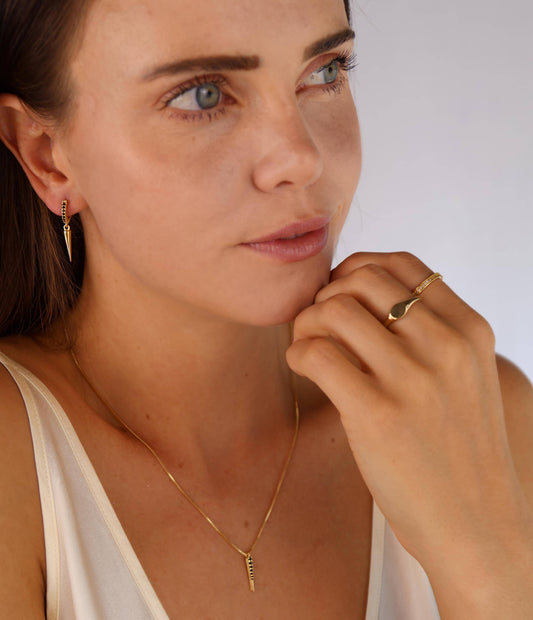 Delta Earrings 18k Gold Filled Black CZ Pave