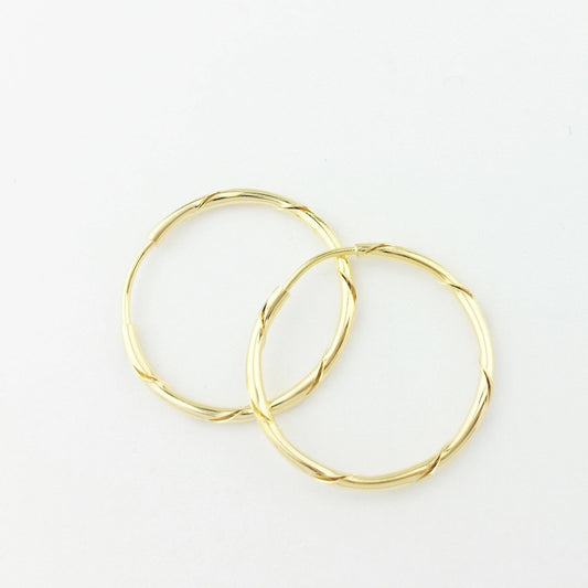 18k Gold Filled Continuous Twisted Tube Hoop Earrings Endless Style