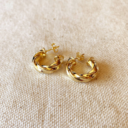 18k Gold Filled Twisted Hoop