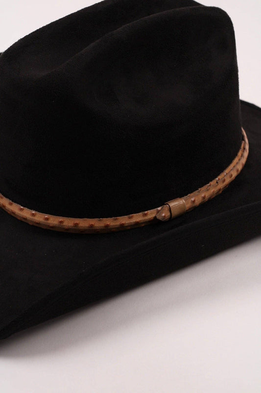 Leather Ostrich Hat Band -  Nude