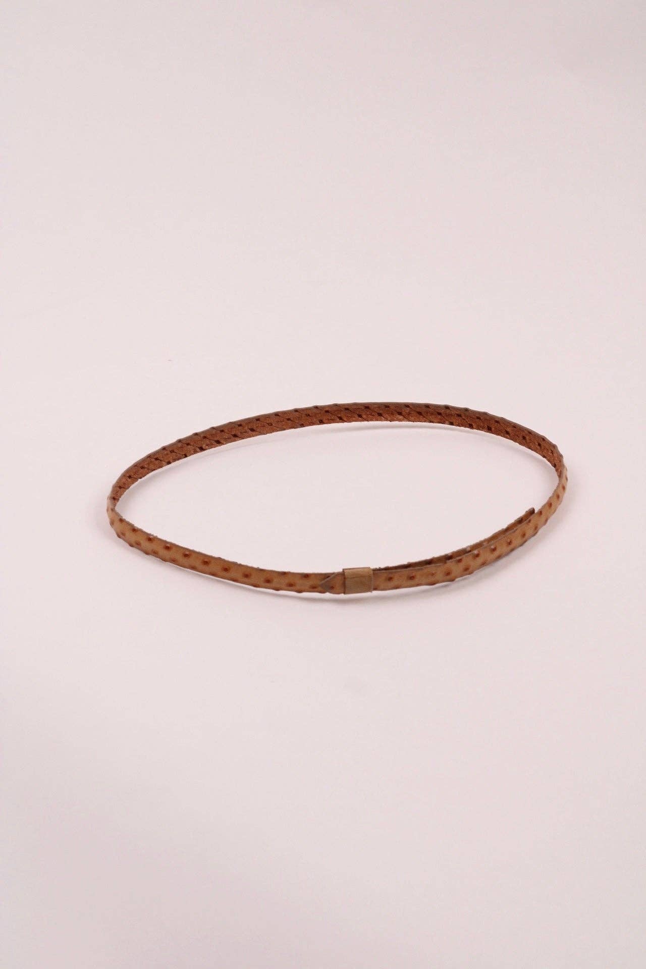 Leather Ostrich Hat Band -  Nude