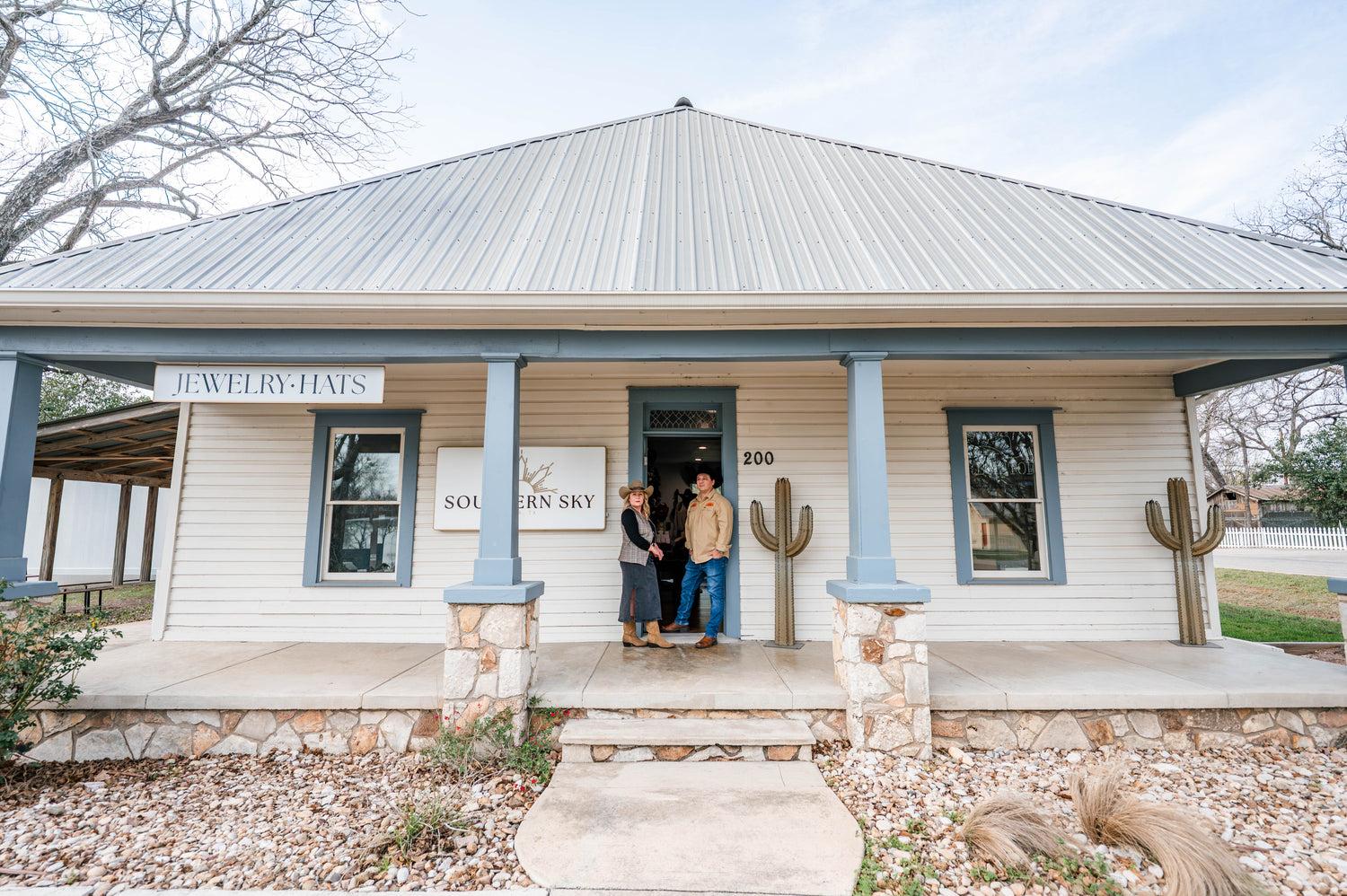 200 South Main Street Building in Historic Downtown Buda, TX. Southern Sky storefront.