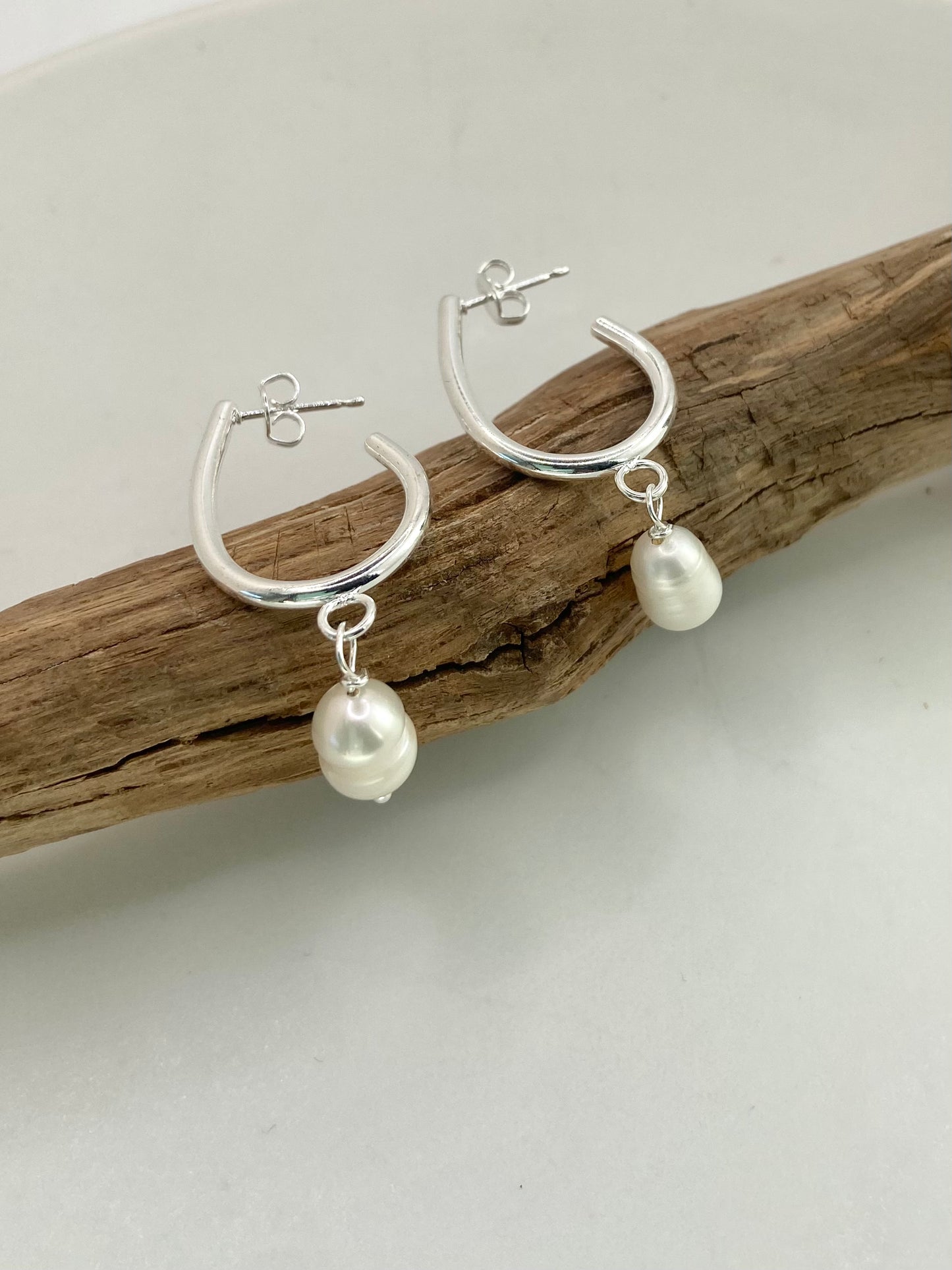 Earrings silver plated hoop drops