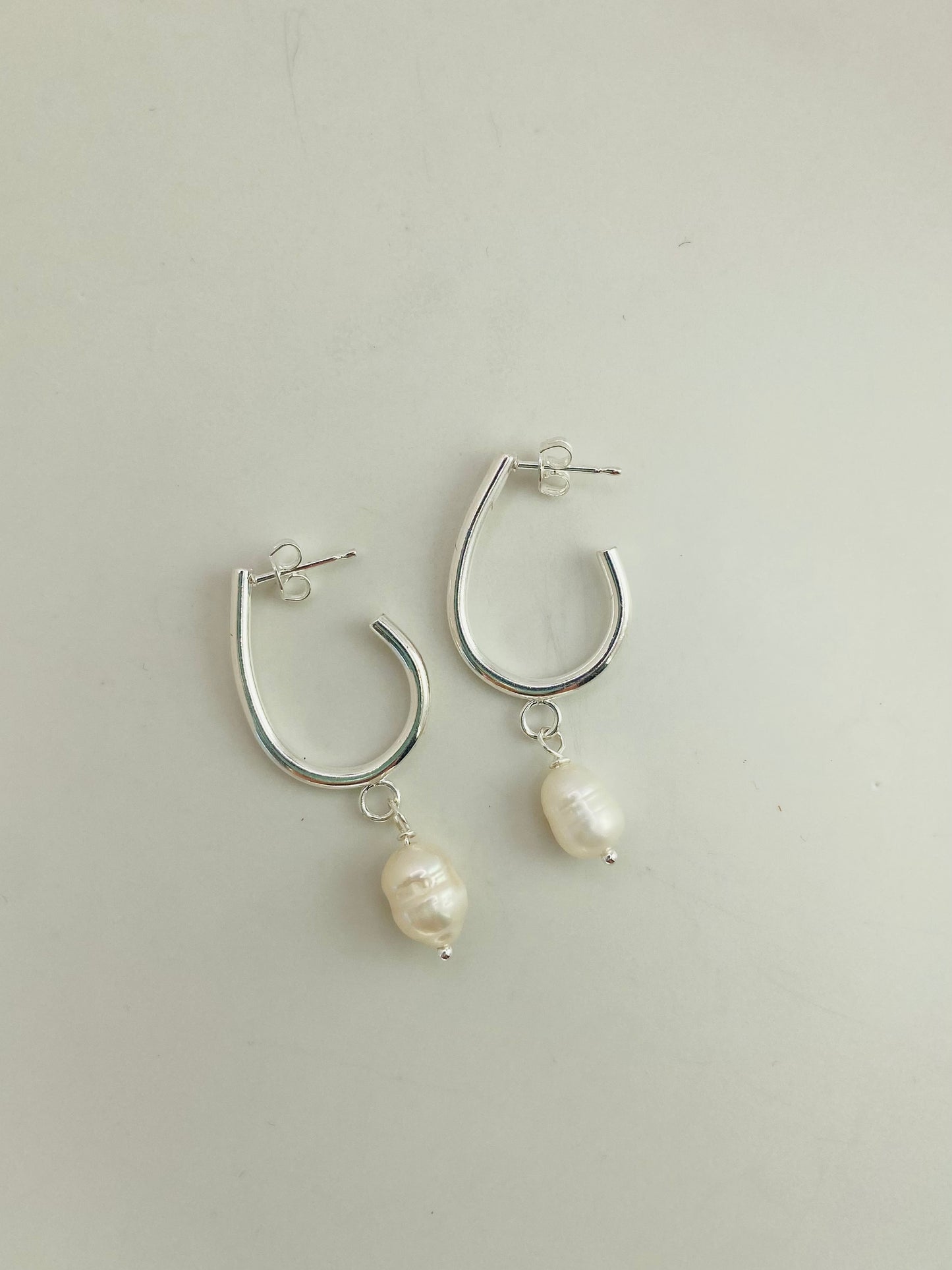 Earrings silver plated hoop drops