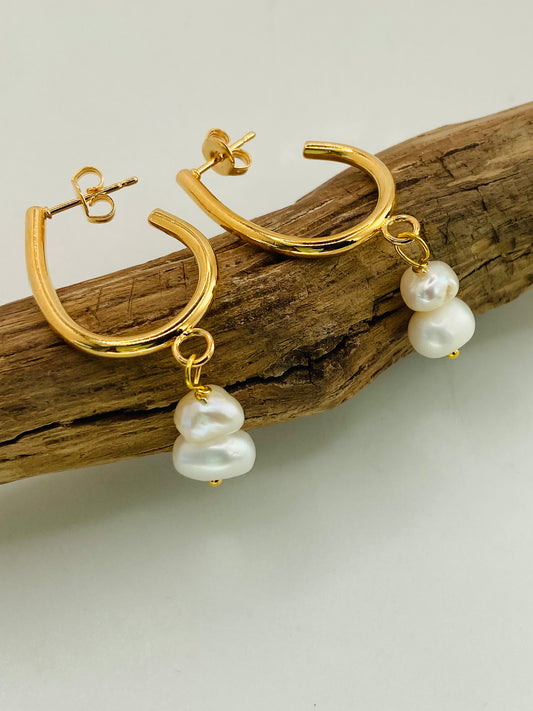 Earrings- gold plated hoop drops